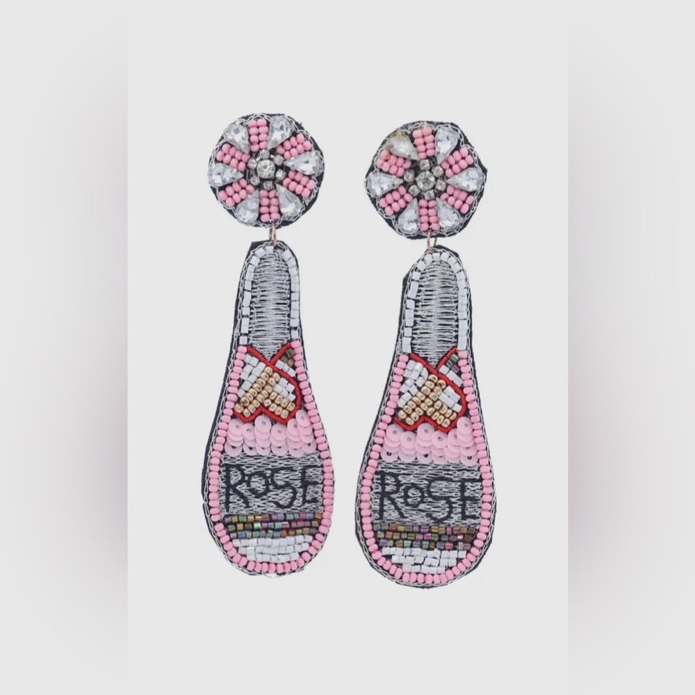 Beaded Rose Earrings